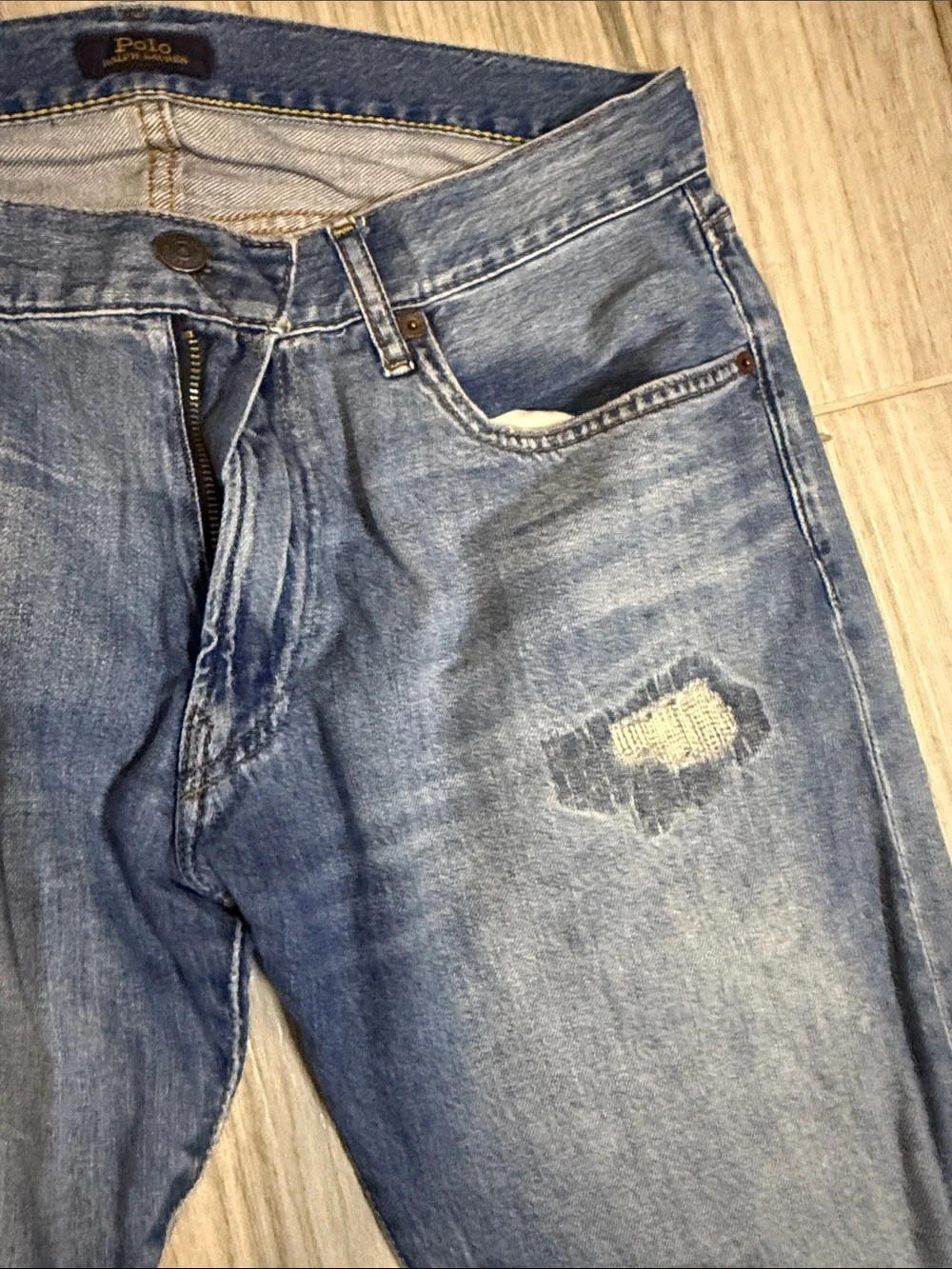 Ralph Lauren Distressed Straight Light Blue Jeans